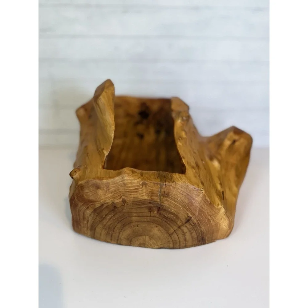 Carved Wood Wine Bottle Holder Rustic Natural Edge Stand